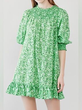 Rixo London Azalea Green Meadow Ditsy Mini Dress size 4
